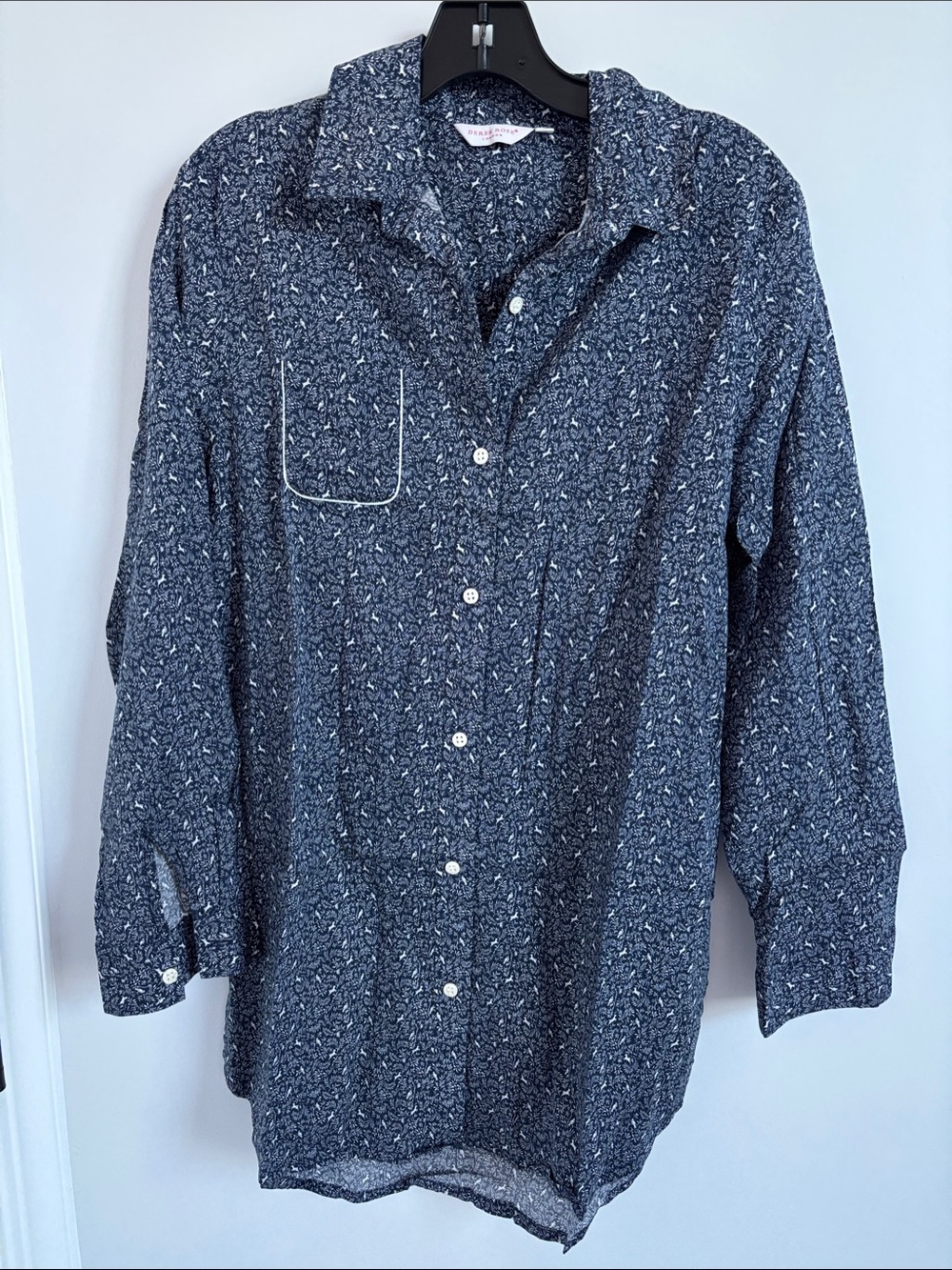 Derek Rose Navy Floral-Print Women's Pajama Top